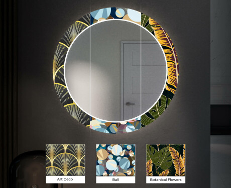 Okruglo Ukrasno Zrcalo S LED Pozadinskim Osvjetljenjem Za Predvorje - Ancient Pattern #6