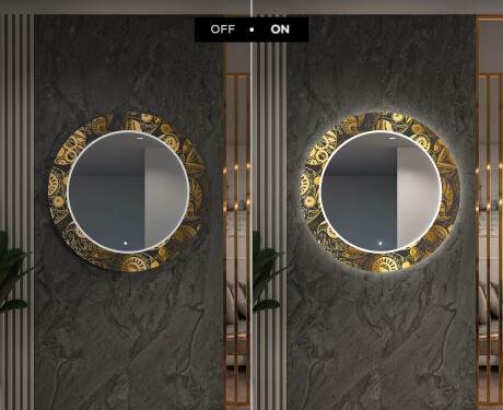Okruglo Ukrasno Zrcalo S LED Pozadinskim Osvjetljenjem Za Predvorje - Ancient Pattern #7