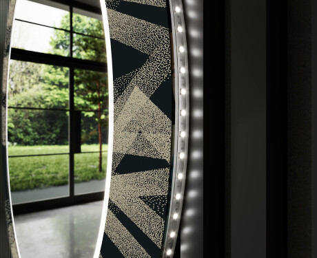Okruglo Ukrasno Zrcalo S LED Pozadinskim Osvjetljenjem Za Dnevnu Sobu - Dotted Triangles #11