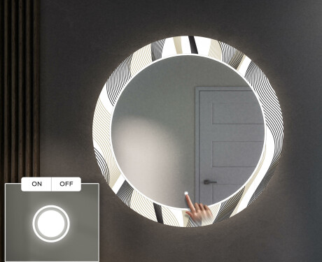 Okruglo Ukrasno Zrcalo S LED Pozadinskim Osvjetljenjem Za Predvorje - Waves #4