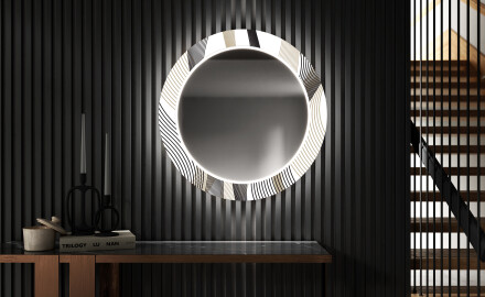 Okruglo Ukrasno Zrcalo S LED Pozadinskim Osvjetljenjem Za Predvorje - Waves