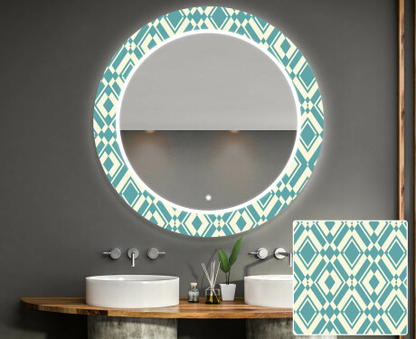 Okruglo Ukrasno Zrcalo S LED Osvjetljenjem Za Kupaonicu - Abstract Seamless #1
