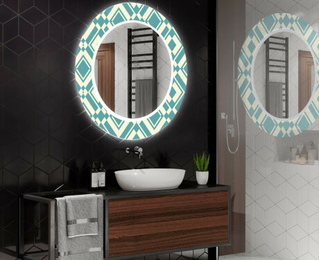 Okruglo Ukrasno Zrcalo S LED Osvjetljenjem Za Kupaonicu - Abstract Seamless #2