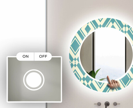 Okruglo Ukrasno Zrcalo S LED Osvjetljenjem Za Kupaonicu - Abstract Seamless #4