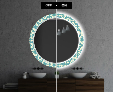 Okruglo Ukrasno Zrcalo S LED Osvjetljenjem Za Kupaonicu - Abstract Seamless #7