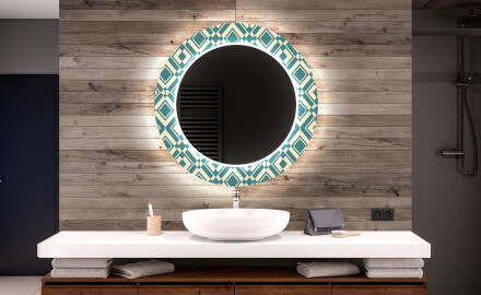 Okruglo Ukrasno Zrcalo S LED Osvjetljenjem Za Kupaonicu - Abstract Seamless