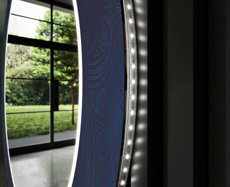 Okruglo Ukrasno Zrcalo S LED Osvjetljenjem Za Kupaonicu - Blue Drawing #11