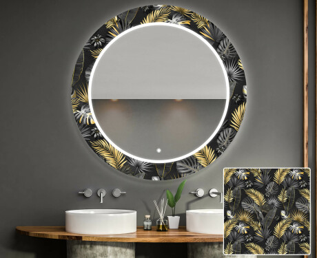 Okruglo Ukrasno Zrcalo S LED Osvjetljenjem Za Kupaonicu - Goldy Palm #1
