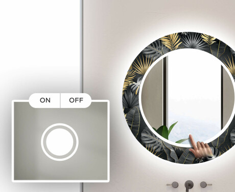 Okruglo Ukrasno Zrcalo S LED Osvjetljenjem Za Kupaonicu - Goldy Palm #4