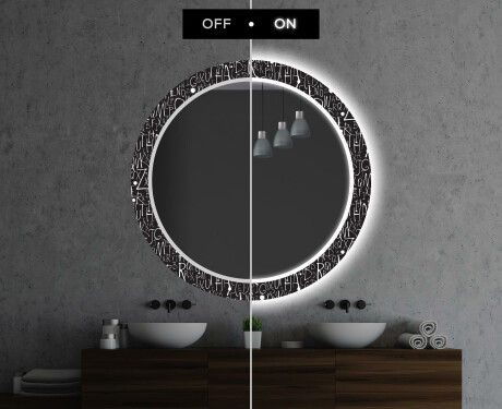 Okruglo Ukrasno Zrcalo S LED Osvjetljenjem Za Kupaonicu - Gothic #7