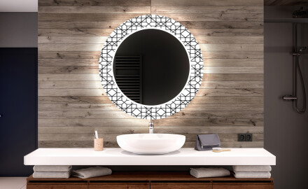 Okruglo Ukrasno Zrcalo S LED Osvjetljenjem Za Kupaonicu - Industrial
