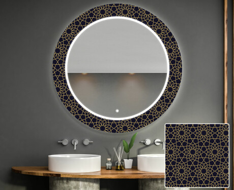 Okruglo Ukrasno Zrcalo S LED Osvjetljenjem Za Kupaonicu - Ornament #1