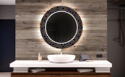 Okruglo Ukrasno Zrcalo S LED Osvjetljenjem Za Kupaonicu - Ornament