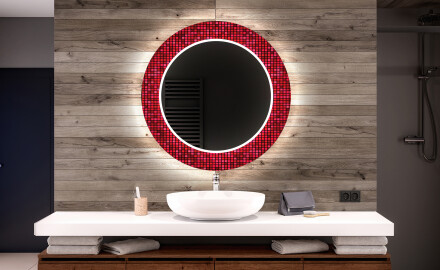 Okruglo Ukrasno Zrcalo S LED Osvjetljenjem Za Kupaonicu - Red Mosaic