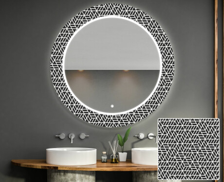Okruglo Ukrasno Zrcalo S LED Osvjetljenjem Za Kupaonicu - Triangless #1