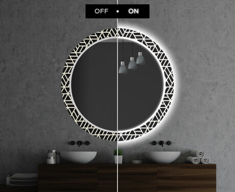 Okruglo Ukrasno Zrcalo S LED Osvjetljenjem Za Kupaonicu - Triangless #7