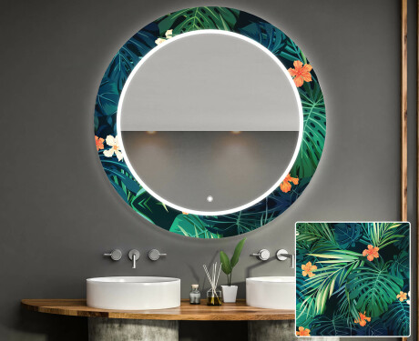Okruglo Ukrasno Zrcalo S LED Osvjetljenjem Za Kupaonicu - Tropical #1