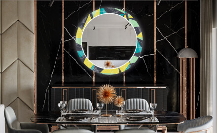Ukrasno Zrcalo S LED Osvjetljenjem Za Blagovaonicu - Abstract Geometric