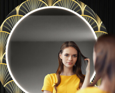 Okruglo Ukrasno Zrcalo S LED Pozadinskim Osvjetljenjem Za Predvorje - Art Deco #12