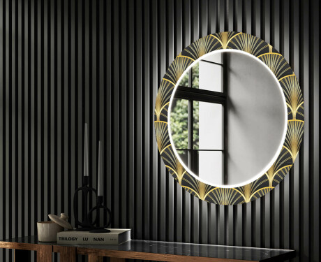 Okruglo Ukrasno Zrcalo S LED Pozadinskim Osvjetljenjem Za Predvorje - Art Deco #2