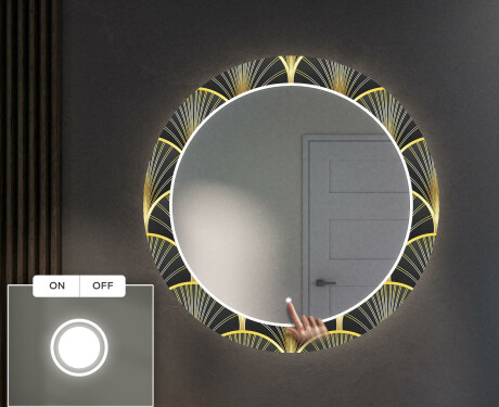 Okruglo Ukrasno Zrcalo S LED Pozadinskim Osvjetljenjem Za Predvorje - Art Deco #4