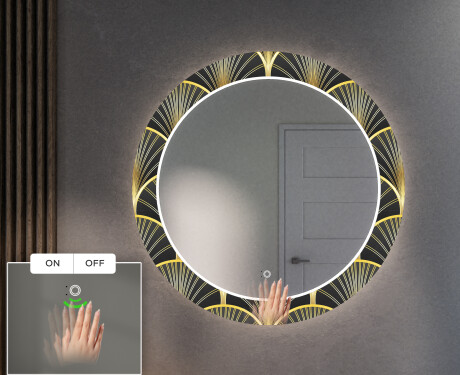 Okruglo Ukrasno Zrcalo S LED Pozadinskim Osvjetljenjem Za Predvorje - Art Deco #5
