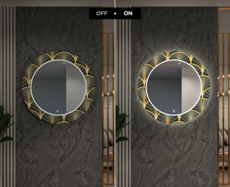 Okruglo Ukrasno Zrcalo S LED Pozadinskim Osvjetljenjem Za Predvorje - Art Deco #7