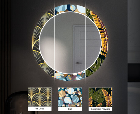 Okruglo Ukrasno Zrcalo S LED Pozadinskim Osvjetljenjem Za Predvorje - Gold Triangles #6