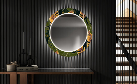 Okruglo Ukrasno Zrcalo S LED Pozadinskim Osvjetljenjem Za Predvorje - Botanical Flowers