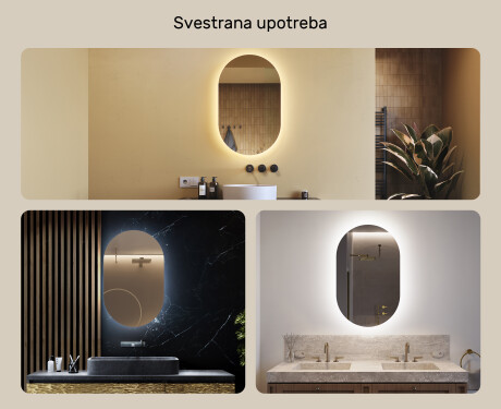 Ogledalo s LED rasvjetom 50x80cm s hladnim LED svjetlom 7000K, toplim svjetlom 3000K ili neutralnim svjetlom 4500K #2