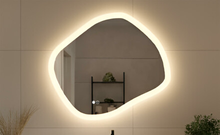 Kupaonsko ogledalo s rasvjetom, dvobojno svjetlo, dodirni prekidač, grijaća podloga