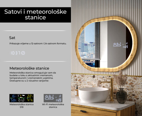 Ovalno ogledalo u okviru od hrasta s LED osvjetljenjem #6