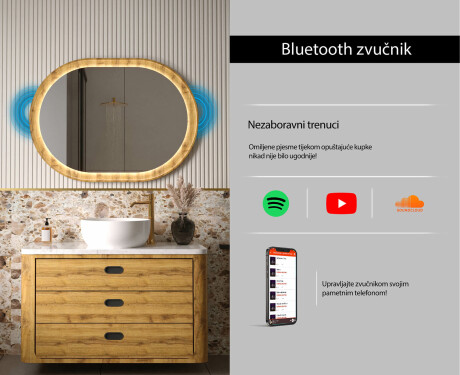 Ovalno ogledalo u okviru od hrasta s LED osvjetljenjem #7