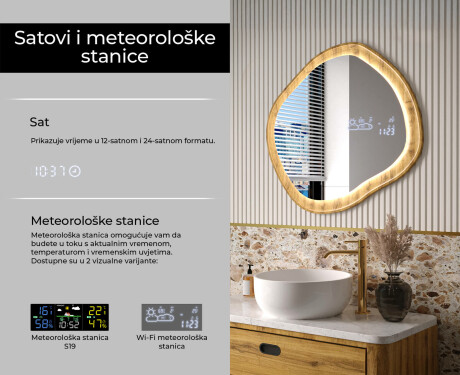Dekorativno ogledalo u okviru od hrasta s LED osvjetljenjem #6