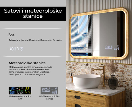 Zaobljeno ogledalo u okviru od hrasta s LED osvjetljenjem #6