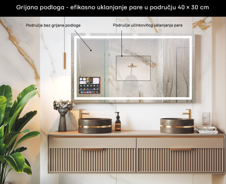 Pametno Pravokutno LED Kupaonsko Ogledalo s iPad Displine L15 Apple Okvirom #7