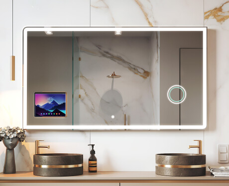 Zaobljeno Moderno LED Ogledalo s iPad Displine L146 okvirom