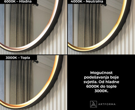 Okruglo ogledalo u metalnom okviru s LED osvjetljenjem #3