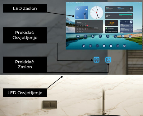 Pametno Zaobljeno LED Ogledalo za Kupaonicu SmartScreen 21,5” #2