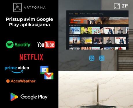 Pametno Zaobljeno LED Ogledalo za Kupaonicu SmartScreen 21,5” #3