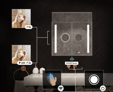 Kupaonski ormarić s LED ogledalom L02 Emily 66,5 x 72 cm u boji Oslo hrast #5