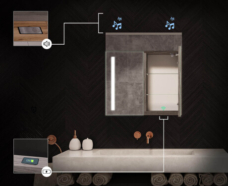 Kupaonski ormarić s LED ogledalom L02 Emily 66,5 x 72 cm u boji Oslo hrast #6