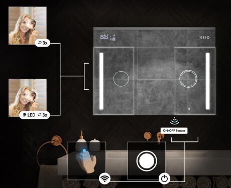 Viseći kupaonski ormarić s LED ogledalom L02 Emily 100 x 72 cm u boji San Marino #5