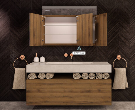 Viseći kupaonski ormarić s LED ogledalom L02 Emily 100 x 72 cm u boji San Marino #8