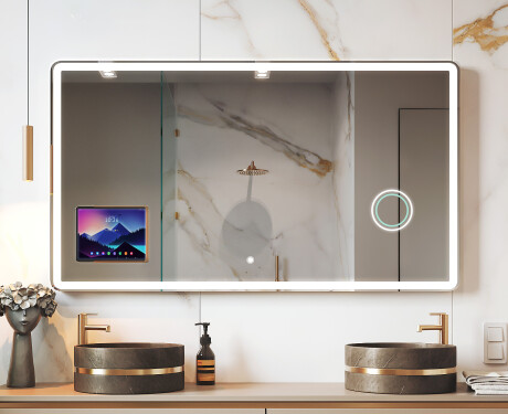 Zaobljeno Moderno LED Ogledalo s iPad Displine L141 okvirom