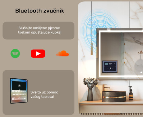 Zaobljeno Moderno LED Ogledalo s iPad Displine L141 okvirom #4